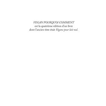 Vegan pourquoi comment