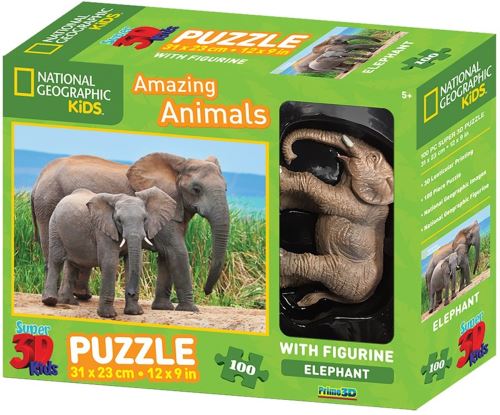 PRIME 3D PUZZLE AVEC FIGURINE  100PCS ÉLÉPHANT