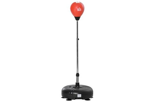 Saco-de-Boxe-de-Pe-HOMCOM-Altura-Ajustavel-de-4-Niveis-Base-Preenchida-Luvas-Insuflador-&Oslash;45x132-158cm-Preto-e-Vermelho