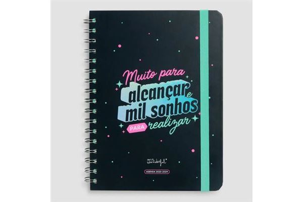 Agenda-Semanal-12-Meses-2023-2024-Mr-Wonderful-com-Elastico-Muito-para-Alcancar-e-Mil-Sonhos-para-Realizar-Agendas-12-Meses