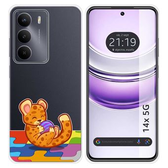 Capa de Silicone Transparente Tumundosmartphone para Realme 14x 5G | Desenhos de leopardo - 1