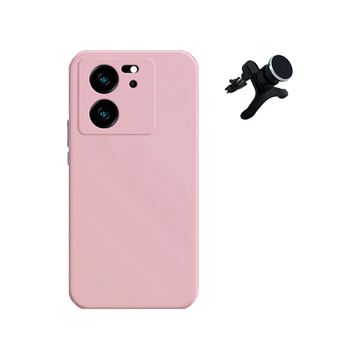 Kit Suporte Magnético Com Pernas + Capa Proteção Traseira Silicone GIFT4ME para Xiaomi 13T Pro - Rosa - 1