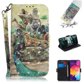 Capa PU Magunivers padrão de impressão impressão impressão spot spot decor mundo animal para Samsung Galaxy A50