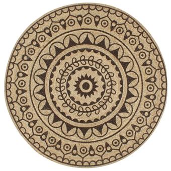 Tapete Artesanal vidaXL em Juta com Impressão a Castanho Escuro 90 Cm - 1