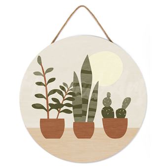 Pintar por Números Figured'Art Sobre Disco de Madeira | 30cm | Plantas Suculentas - 1