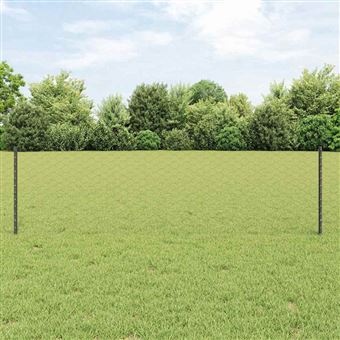 Cerca com Postes vidaXL | 0.6 x 25 m | Aço | Cinzento - 1