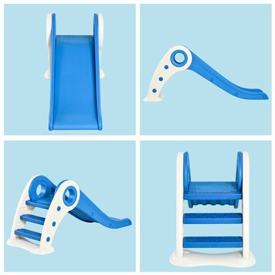 Escorrega infantil para crianças acima de 3 anos dobrável com escada e  rampa 120x50x56 cm Azul
