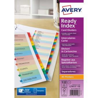Separadores Avery Paper Dividers 01736501 12 sep, numeric - 1