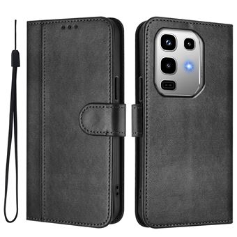 Capa FOXDOCK para Infinix Note 50 Pro 4G | Estilo Vintage | TPU com Textura de Pele Antiderrapante | Compartimentos para Cartões e Suporte | Preto - 1