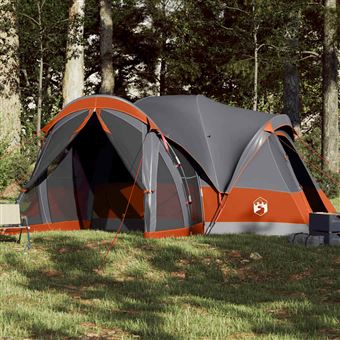 Tenda familiar vidaXL | Tenda familiar tipi para 8 pessoas impermeável cinza/laranja - 1