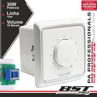 Regulador De Som Bstpro 30W 100V Interior Parede Branco - 1