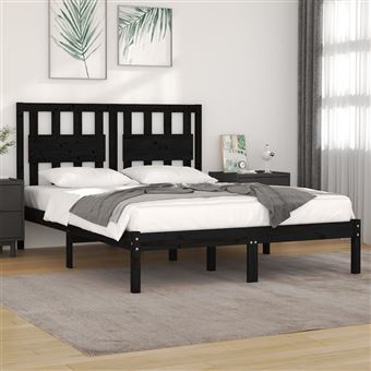 Estrutura de cama vidaXL | 200x200 cm | pinho maciço preto - 1