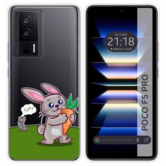 Capa Tumundosmartphone de silicone transparente para Xiaomi POCO F5 Pro 5G design de coelho de desenho animado - 1