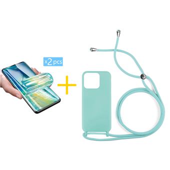 Pack 2 x Película de Hidrogel + Capa skyhe Apple iPhone 14 Pro Max Gel Rope - Verde Água - 1