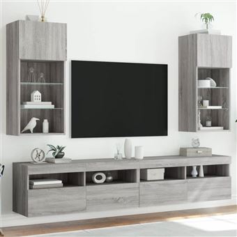 Móvel de TV vidaXL | com luzes LED 2 peças | 40,5x30x90 cm | cinzento sonoma - 1