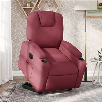 Poltrona reclinável vidaXL | elevatória elétrica | tecido vermelho-tinto - 1