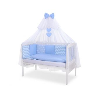 Conjunto roupa de cama para berço PRIMEIRO NINHO DAMORE | kit 5 elementos Mix | Azul - 1