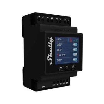 Módulo Calha DIN Shelly Pro 4PM com 4 Relés com Medição de Consumo WIFI/BT/LAN 110/240VAC - 1