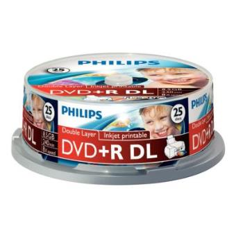 Philips DR8I8B25F 8x Impressão Jacto Tinta 8,5 GB/240 min. DVD+R - 1