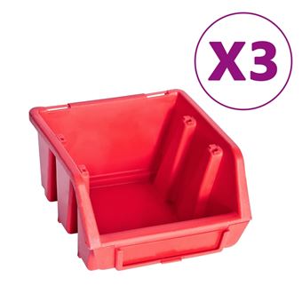 Kit Caixas de Arrumação com Painés de Parede vidaXL | 34 Peças | vermelho e preto - 1