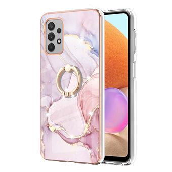 Capa e TPU com Suporte de anel giratório 360°, padrão de mármore IMD IML, Dourado Rosa galvanizado 005 para Samsung Galaxy A32 4G (EU Version) - 1
