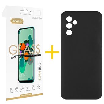 Pack 1 x Película de Vidro Temperado 2.5D + Capa Accetel para Samsung Galaxy S25 5G | Silicone Líquido | Preto - 1