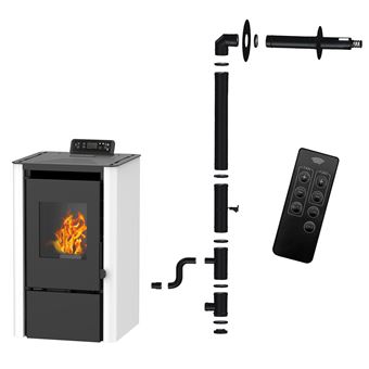 Salamandra a Pellets Sannover Anita + Kit de Instalação | 7,6 kW | Branco - 1