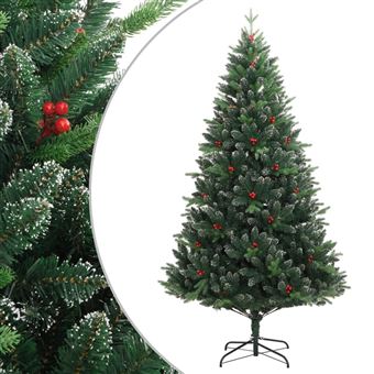 Árvore de Natal artificial articulada vidaXL | com bagas vermelhas | 210 cm - 1