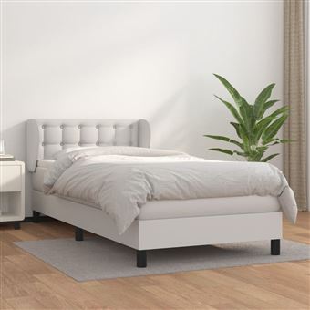 Cama com molas e colchão vidaXL | 90x200 cm | couro artificial branco - 1