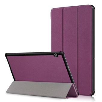Capa PU com Aleta Tri-Dobra Roxa para Huawei Mediapad T5 10 - 1