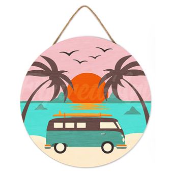 Pintar por Números Figured'Art Sobre Disco de Madeira | 30cm | Praia de Malibu - 1