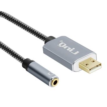 Adaptador Áudio USB LinQ U3530 para Ficha de 3,5mm | Função de Áudio e Microfone - Cinzento - 1