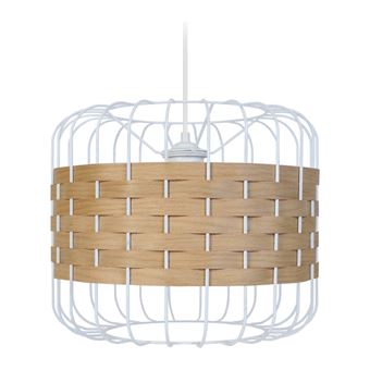Candeeiro Suspensão Tosel Tressé.Bago C | 40 cm | 1 Luzes - Preto e Madeira Natural - 1