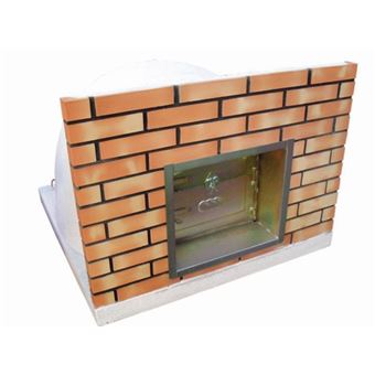 Forno ARTICIMENTOS em cimento | com parede em tijolo na frente | com porta de fumeiro em ferro zincado | 100cm | pintado de branco - 1