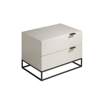 Mesa de Cabeceira Angel Cerda 7004 | MDF Lacado em Cinza Pérola Brilhante | 41 x 55 x 41 cm - 1