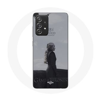 Capa Maniacase para Samsung Galaxy A52 Game Of Thrones Temporada 8 Daenerys Targaryen Feu Esang Le Trône de Fer Logotipo Cinzento - 1