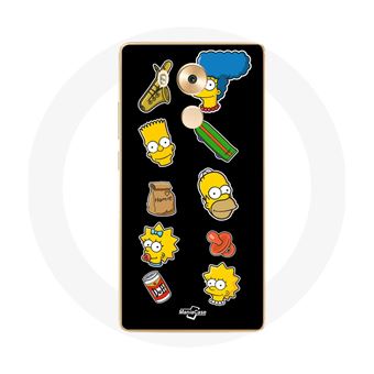 Capa Maniacase para Huawei Mate 8 Os Simpsons Adesivos Fundo Preto - 1