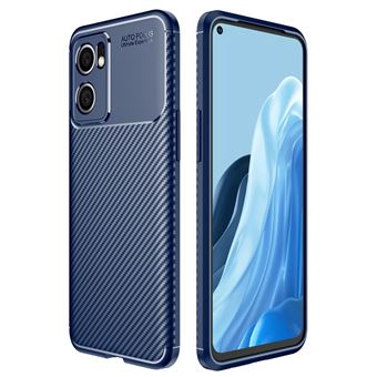 Capa e TPU textura de fibra de carbono, à prova de choque, azul Magunivers para Oppo Reno7 5G (Global)/Find X5 Lite - 1