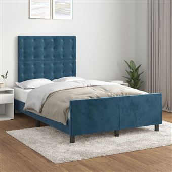 Estrutura de cama com cabeceira vidaXL | 120x190 cm | veludo azul-escuro - 1