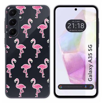 Capa de silicone TUMUNDOSMARTPHONE para Samsung Galaxy A35 5G | transparente desenhos Flamingo - 1