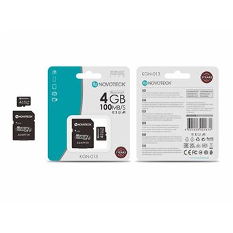 Cartão de Memória Novoteck 4GB microSDHC com Adaptador – KGN-013, 100MB/s, Classe 10, A1 - 1