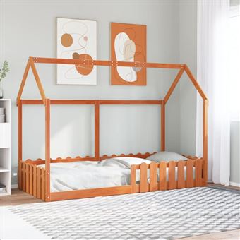 Cama infantil em formato de casa vidaXL | 90x200 cm | pinho maciço castanho-mel - 1