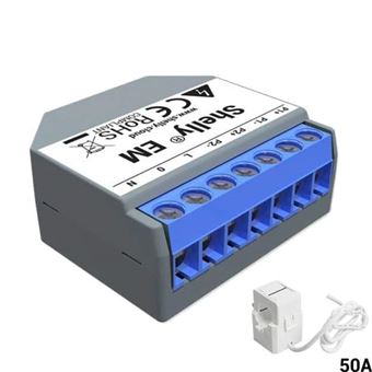 Módulo Medidor Consumo Duplo Shelly EM | Wifi + Núcleo | 50A - 1