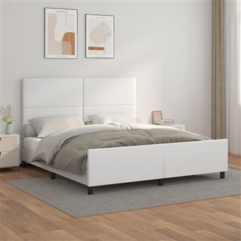 Estrutura de cama com cabeceira vidaXL | 180x200 cm | couro artificial branco - 1