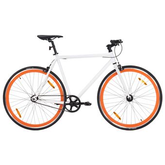 Bicicleta de mudanças fixas vidaXL | 700c 59 cm | branco e laranja - 1