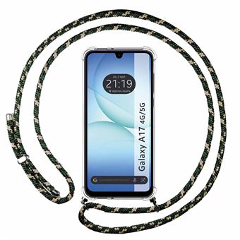 Capa Tumundosmartphone transparente para Samsung Galaxy A17 4G/5G | cordão verde/dourado - 1
