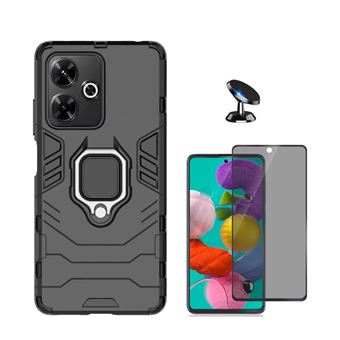 Kit Película 5d Anti-Spy + Capa 3x1 Military Defender + Suporte Magnético de Carro Phonecare para Xiaomi Poco M6 4G | Preto - 1