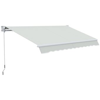 Toldo Manual Retrátil Outsunny | 200x250 cm - Creme/Branco - 1
