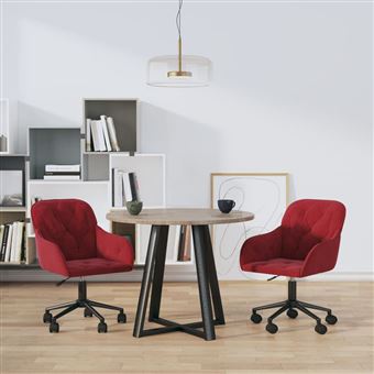 Cadeiras de Jantar Giratórias vidaXL | 2 Peças | Veludo vermelho tinto - 1