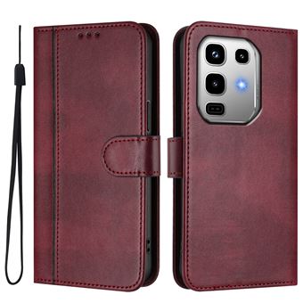 Capa FOXDOCK para Infinix Note 50 Pro 4G | Estilo Vintage | TPU com Textura de Pele Antiderrapante | Compartimentos para Cartões e Suporte | Vermelho - 1